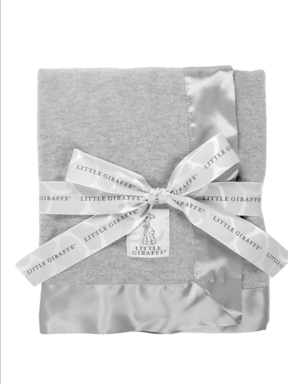 Little Giraffe Dolce Love Silver-Gray Plush Baby Blanket with Satin Border